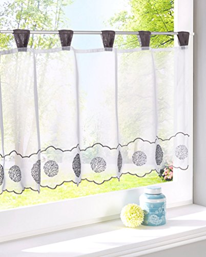 Zebrasmile Embroidered Floral Window Tier Caf Curtain Semi Sheer