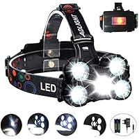 COOLEAD Torcia Frontale Zoomable 10000Lumen 4 Modalità 5 LED Ricaricabile Regolabile Impermeabile Lampada Frontale per Escursioni, Campeggio,Ciclismo,Corsa, Speleologia, Pesca.