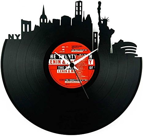 New York (NY)Clock Gift Idea Clock Vinyl Clock souvenir Black Color original Vinyluse Made In Italy