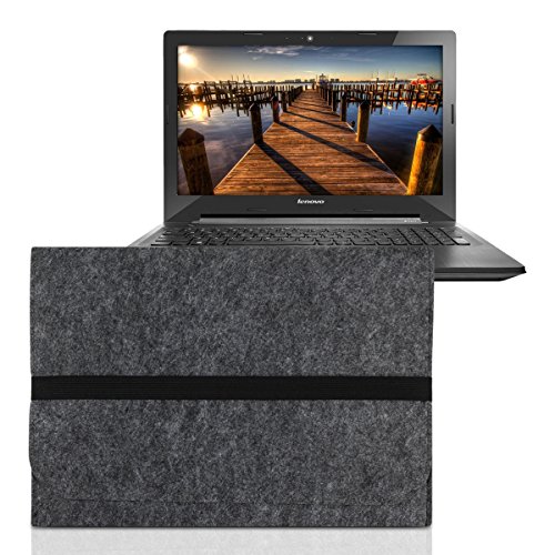 kwmobile Laptoptasche Filz Sleeve für Lenovo G50-70 - Notebook Tasche Schutzhülle Laptop Case Hülle in Dunkelgrau mit Innentaschen