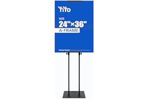 YIYO Poster Sign Stand - 78" Double-Sided Floor Display with Metal Base, Heavy Duty Adjustable Double-Pole for Foam Boards & Signage (Black, Double-Pole)
