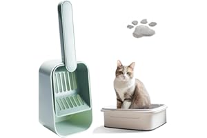 katmerio Katzenklo, Schaufel Katzenstreuschaufel, Katzenstreu Schaufel Katzenklo, Haustier Streuschaufel, Katzenschaufel Zum Reinigen Katzenstreu Klumpstreu - 8,8 x 12 x 32 cm (Grün)