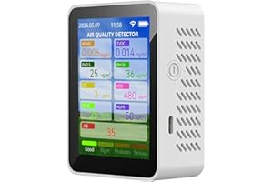 MULCORT WiFi Multifunctional Air Quality Meter Household HCHO TVOC Carbon Monoxide CO2 PM2.5 PM10 Tester Portable Temperature Humidity Detector 2.8-inch TFT Display with Alarm Function