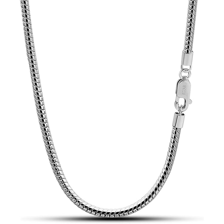 Collier Homme Serpent En Argent Massif 800 - Longueur 45.8 Cm, Poids 158 G, Occasion Vintage