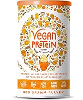 Vegan Protein | PUMPKIN SPICE | Pflanzliches Proteinpulver aus Reis, Hanfsamen, Lupinen, Erbsen, Chia-Samen, Leinsamen, Amaranth, Sonnenblumen- und Kürbiskernen | 600 Gramm Pulver