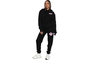 B&S TRENDZ Women's Tracksuits Printed Sweatshirt and Sweatpants Sets 2 Piece Jogger, Letter Print Set, Casual Activewear Loungewear Sets for Ladies Kids, Womens Full Set Outfits Fashion Hoodies and Sweatpant