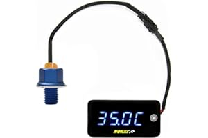 NORXI Termometro Digitale Universale per Moto, 3in1 Moto Oilo Termometro Orologio Impermeabili Voltmetro per Moto, Celsius Fahrenheit Possono Convertiti, con Sensore Temperatura Adapter, 1415 Adapt, Blu