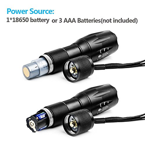 Zoombar Superhelle Taktische LED Taschenlampe – Coomatec SD-100 Outdoor Wasserdicht LED Camping Handlampe, Mit einstellbarem Fokussierbar, 900 lumen - 9