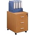nozama Lockable Filing Cabinet,Office Desk Cabinet 3 Drawer,Under Desk Filing Cabinet,Office Storage Drawers With Lock,Under Desk Pedestal Wood for Home Office (Beech Lockable)