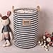 Soriace Premium Cartoon Foldable Cotton Line Laundry Basket Folding Children Toys Organiser Storage Basket Tidy Clothes Holder with Lids, Bar Blue