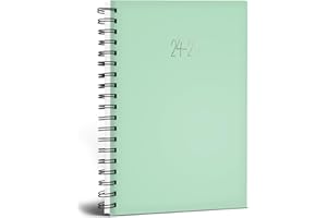 QUICKDRAW Academic Diary 2024-2025 A5 Week to View Mid Year Spiral Bound Pastel Colours Student Planner Casebound Organiser (Green)