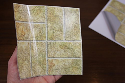 Tile Style Decals | Modell (30xTP 18 – 6in- Sandy Brick) | Mosaik Wandfliese Aufkleber für 15x15cm Fliesen | Fliesen-Aufkleber Folie | Deko-Fliesenfolie für Küche u. Bad (15cm – 30 stück, Sandsteinfarben) - 4