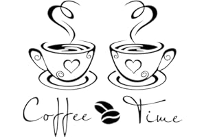 QEDBOJE Adesivi Murali Cucina, 2 set, Peel and Stick, rimovibile, Zazze da Caffè, Parete Adesivo, Coffee Time, Scritte Adesive, Pareti Decor, Vinile, Tazzine, Decalcomania, Arte, Ristorante, Bar Decor