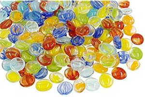 mesbilles - 20 Billes Plates Mélange Tornade - Bille Forme en Verre 16 mm