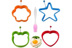OUOQI 4 pezzi Stampo Uovo Fritto In Silicone,Muffa Dell'uovo Fritto,Anelli per Uova in Silicone,Forme di Uova Fritte,Stampo Silicone Pancake,Usato per uova fritte,pancake,utensili da forno (2)