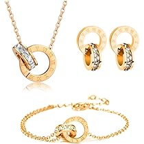 Ensemble De Bijoux à Chiffres Romains Dorés Et Argentés Avec Zircon