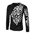 Produktbild Herren T-shirt,Dasongff Männer Mode Printing Herren Langarm T-Shirt O-Ausschnitt T-Shirts Bluse Tops Tops (L, Schwarz)