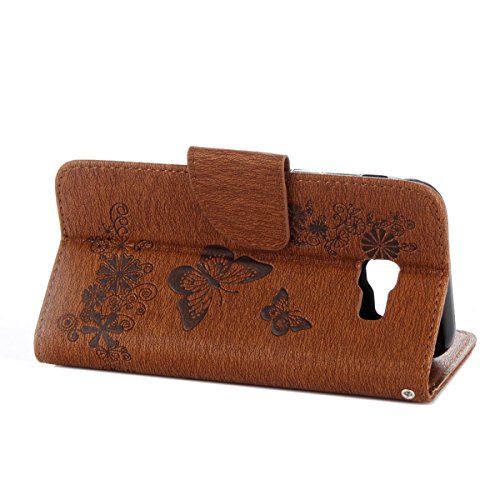 Galaxy A5 2017 Hülle,Samsung Galaxy A5 2017 Blumen Case,JAWSEU Retro Prägung Schmetterling Blumen Muster Kunstleder PU Leder Strap Brieftasche Bookstyle Magnetverschluss Schutzhülle Handytasche Case Cover Etui mit [Ständerfunktion] und [Kartenfächer]für Samsung Galaxy A5 2017+1xSchwarz Glitzer Bling Eingabestift-Braun Schmetterling - 4