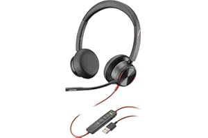 Poly - Blackwire 8225 Wired Headset with Boom Mic (Plantronics) - Dual-Ear (Stereo) Computer-Headset, USB-A to Connect to your PC/Mac, Active Noise Canceling, Works with Teams (Certified), Zoom & more