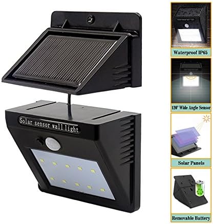 Valuetom Solar Lights Motion Sensor Security Lights, 10 LED Solar Powered Light, Walkway Lighting Wireless Waterproof Security Light for Patio, Deck, Yard, Garden, Driveway, Outside Wall (3 Modes Motion Activated, Wide Angle Sensor)