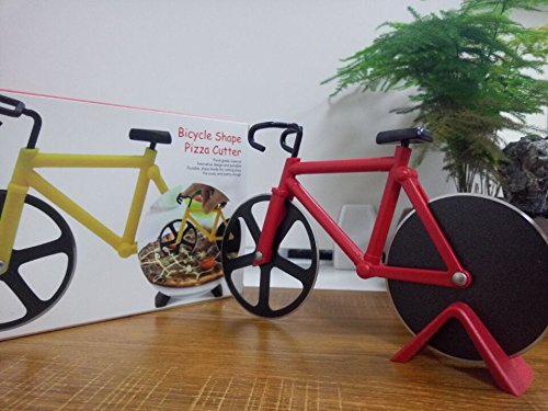 JYD Fahrrad Pizzaschneider Edelstahl Pizza schneiden Rädern mit Ständer one size fit all rot - 5