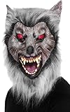 Disponible en solo un tamaño Smiffy\'s Smiffys-26487 Careta de Lobo merodeador, para la Cabeza, látex, Color Gris, Tamaño único 26487