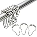 Produktbild GEFEII Deko Fenster Draperie Rod Vorhang Clip Ringe Haken mit Ösen für Duschvorhang 3,8 cm schwarz Premium Eisen Metall Material 1.45 * 2.65inch Slivery(24 Packs)
