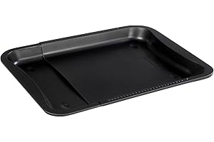 Zenker 6538 plaque de cuisson, plat à pizza pour four, plaques à pâtisserie, biscuit, pizza, pâtisserie, génoise, plaque de four, plaque pour pizza, Acier, Noir, 35-52 x 32 x 3 cm