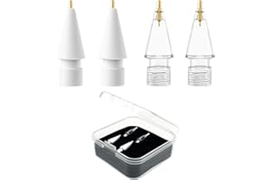 FORYEE Replacement Tips 4 PACK Compatible With Apple Pencil 2nd And 1st,Ipad Touch Color Nib for Apple Pencil with a Box, Instead of The Original Tip, Generation High Sensitivity (1.9mm,Clear + White)