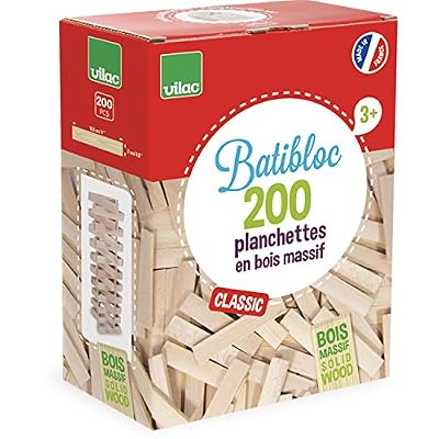 Vilac - 2134 - Construction - Petit bâtisseur 200 pièces en bois naturel