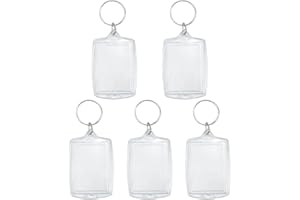 Syolee Photo Keyring 5 Pcs Double Sided Blank Picture Keychain Personalised Photo Key Fob Holder with Split Ring