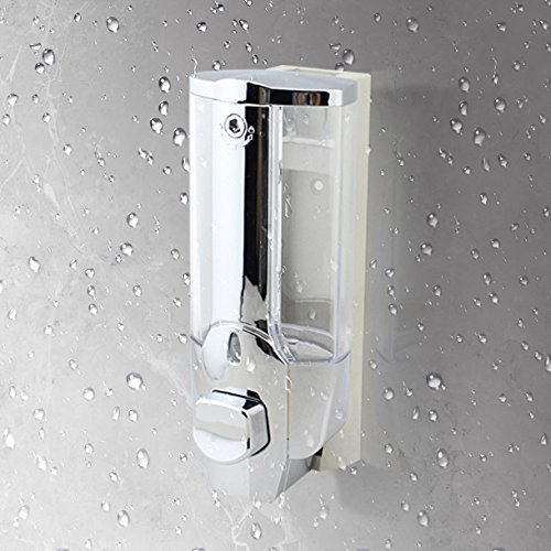 Preisvergleich Produktbild Seifenspender Wandbefestigung Surenhap Manuelle Wandseifenspender für Shampoo Duschgel Reinigungsmittel, verwenden in Hotel Badezimmer WC Dusche-Zimmer (1 Stück Silber)