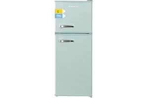 magictec Frigo vintage,Retro réfrigérateur congelateur |120L (88L/32L) | Low Frost | Combiné refrigerateur congélateur | Design vintage | Éclairage LED | Vert matcha
