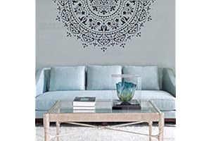 壁涂鸥 BACKGROUNDTURNOVER 110cm Huge Giant Mandala Indian Arabic Ethnic Round Pochoirs Mandala Pochoir Pour La Décoration Peinture Grands Murs Grand Modèle Modèles De Modèles De Meubles Réutilisables Peinture Motifs