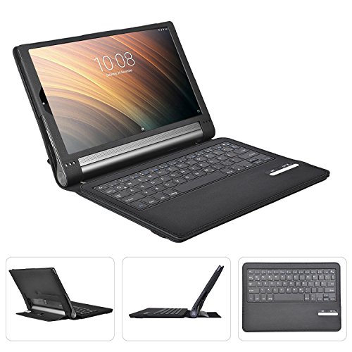 ELTD Lenovo Yoga Tab 3 Plus Tastatur, Detachable Bluetooth Tastatur (QWERTZ Tastatur) mit Standfunction Für Lenovo Yoga Tab 3 Plus 25,65cm (10,1 Zoll IPS), Schwarz