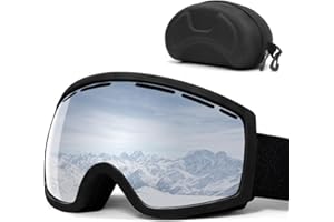 Fouvin Ski Goggles, Snowboard Ski Goggles for Men and Women, Anti-Fog Ski Goggles with Spherical Removable Lens, Winter Snow Goggles