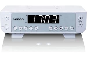 Lenco KCR-11 Radio de Cuisine, Radio sous l'armoire - écran LED - 5 stations présélectionnées - kit de Montage Inclus, Blanc
