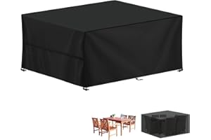 LAMUNI Pokrowiec na meble ogrodowe, 190 x 125 x 75 cm, pokrowiec na stół ogrodowy, wodoszczelna plandeka na meble ogrodowe, plandeka 420D Oxford, pokrowiec ochronny na meble ogrodowe, meble