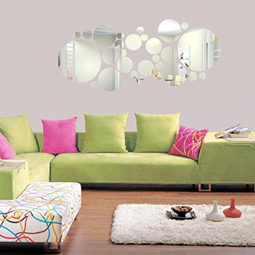 Jamicy® Runde Acrylspiegel Hintergrund Wand Aufkleber Schlafzimmer Dekoration - 4