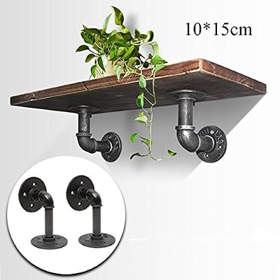 Baba 2 pcs industriel Noir Tube fer Équerre pour étagère murale étagère murale à suspendre matériel Steampunk Décor pour Custom étagère Tuyau de plomberie étagère restauration matériel étagère, noir