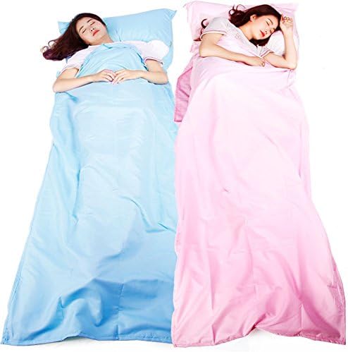 Sleeping Bag Liner, Durable and Super Soft Camping Sleep Sheet Ideal for Travel Hotel, Business Trip, Camping with Pillow Pockets -Blue