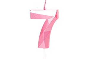 YAAVAAW 7th Birthday Candles, Pink Number 7 Happy Birthday Candles, Boy Girl Cake Topper Decorations for 7 Year Old Birthday Party Wedding Anniversary Celebration Supply Pink