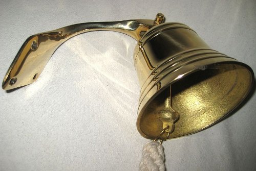6000g – Große, schwere Schiffsglocke – mit Halterung/Bändsel- Messing - 6