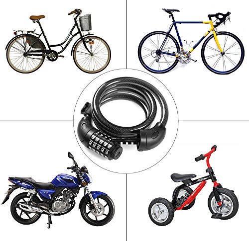 Siensync Fahrradschloss Kettenschloss, 5- stelliges Zahlenschloss, Stahlkettengliedern Kettenschloss mit Halterung für Fahrrad, Motorrad, Rollstuhl, Länge 1,2 m - 8