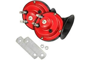 DIERCOSY Snail Air Horn Train Horn Kit Motorcycle Electric Horn 24V 300DB Super Loud Horns Used for Trucks Cars Bikes Boats Black Red 2PCS Practical