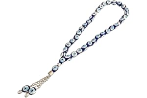 MYSTIC JEWELS - Tespih Tasbih Misbaha Rosario - 33 cuentas - Nazar Boncuk - Ojo Turco Azul