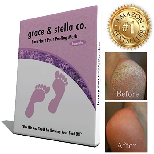 BEST RATED Baby Foot Peeling Mask by Grace & Stella® - Odor Eliminator & Callus Remover - 100% Money-Back Guarantee - Deep Peel Pedicure - Soft Feet Exfoliant Spa Treatment (UK Seller)