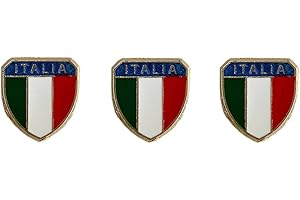GENERICO Spilla per Abbigliamento/Tessuto. Modelli a Tema Tricolore. Colore Oro. Pacchetto Multi Pezzi. Progettato in Italia. (3, Scudetto Vintage Italia)