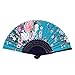Produktbild SODIAL(R) Chinesischen Stil Blumenmuster Hochzeit Faltreifen Handfaecher Blau