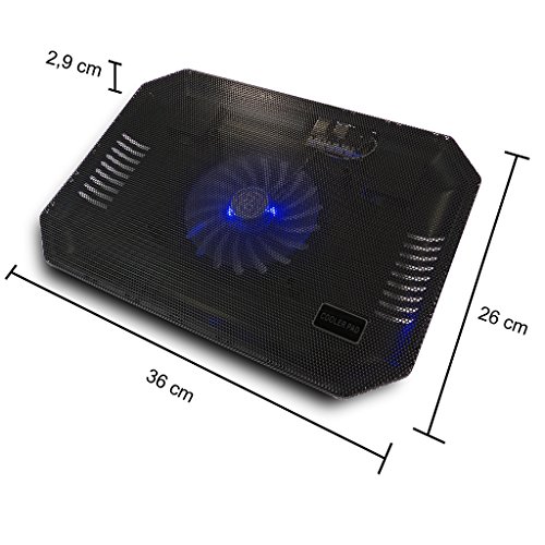 LS Premium Notebook Kühler LS-S200 | Laptop Cooling Pad Ständer| 1x Lüfter / 140mm Fan | mit 2 x USB HUB und blaue LED | 10″-15″ Zoll - 4